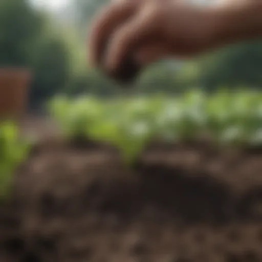 Close-up of nutrient-rich soil ready for spinach planting