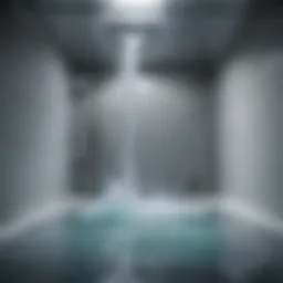 Visual representation of water pooling in a freezer compartment.