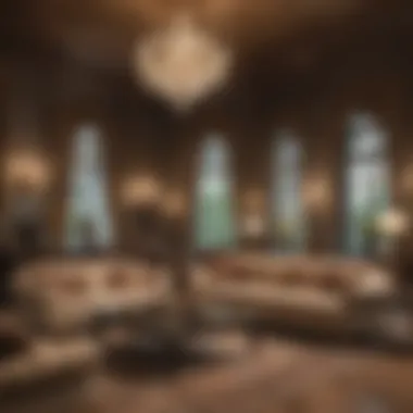 Grand living room with opulent furnishings and art