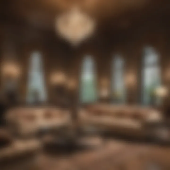 Grand living room with opulent furnishings and art