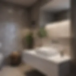 Modern bathroom featuring a stylish toilet and sink