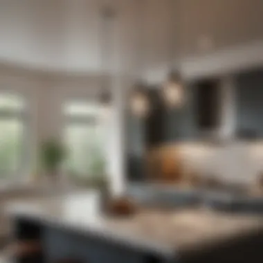 Stylish pendant lights over a kitchen island creating a focal point