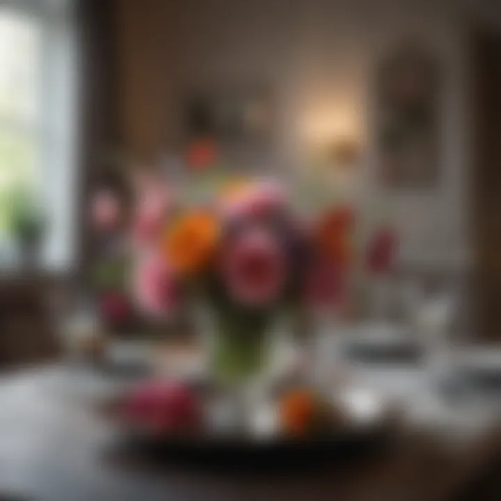 A beautifully decorated dining table with seasonal flowers