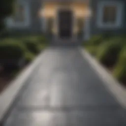 Elegant asphalt walkway leading to a beautifully designed front door