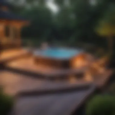 Modern Deck and Hot Tub Layout Modern design showcasing deck layout and hot tub