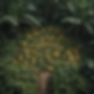 Diverse Ecosystem in a Banana Plantation Aerial view of a banana plantation surrounded by diverse vegetation