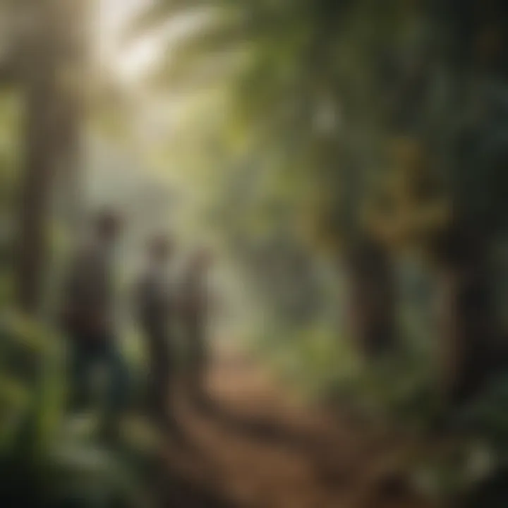 Farmers working sustainably in a banana grove