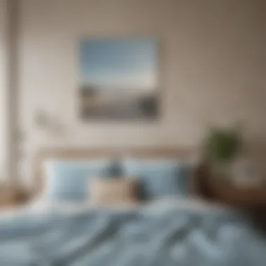 Color palette of soft blues and sandy neutrals