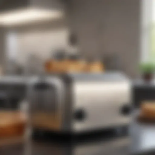 A stylish toaster in modern kitchen setting