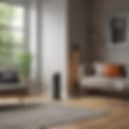 A modern electric heater in a spacious living room