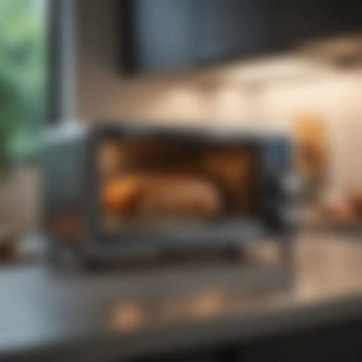 Compact and stylish toaster oven on a kitchen countertop