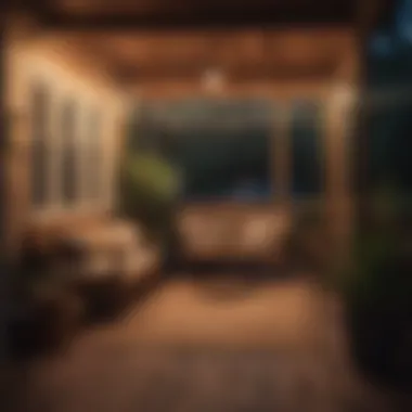 Cozy screened porch adorned with warm string lights