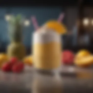 Refreshing Shake Presentation A refreshing shake served in a glass, garnished with fruit.