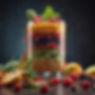 Vibrant Ingredients for Shakes An array of vibrant fruits and vegetables ready to blend into a shake.