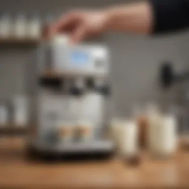 Versatility with Different Milk Types Variety of milk types being used with the Breville Milk Frother Cup.