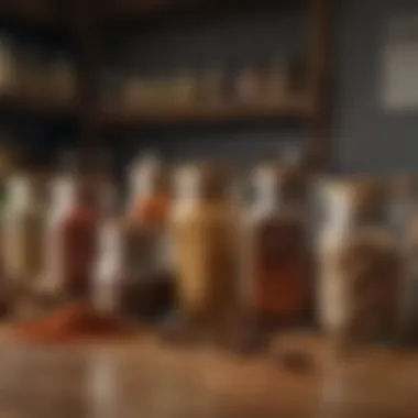 Diverse spice collection in jars