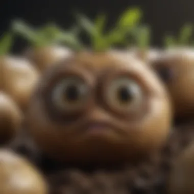 Close-up of sprouting potato eyes