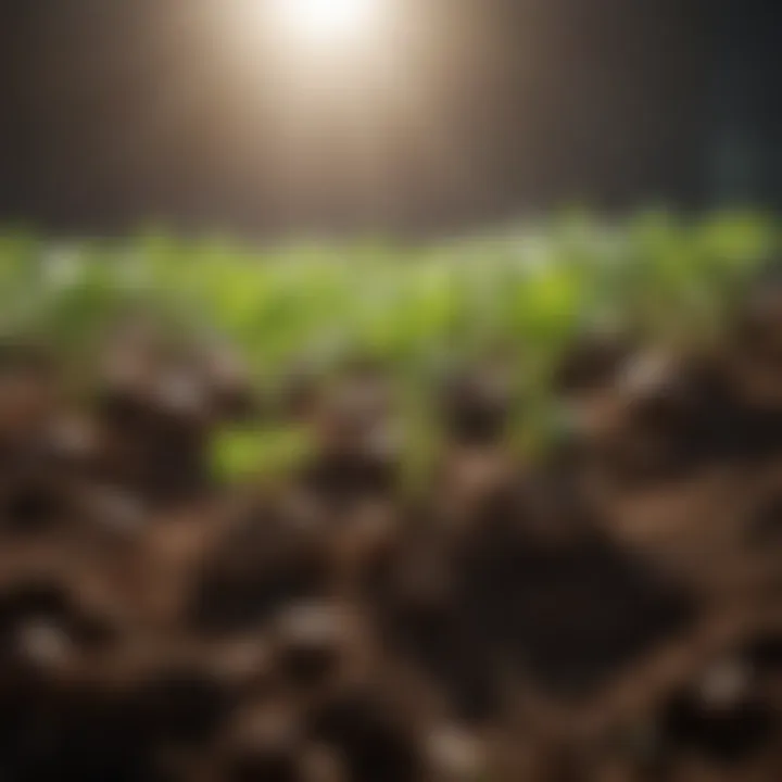 Seedlings emerging from chitted potatoes