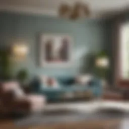 A serene living room showcasing a harmonious blend of colors