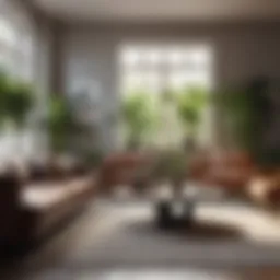Lush indoor plants arranged in a stylish living room