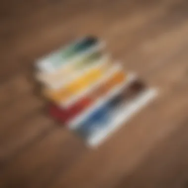 Color swatches displayed alongside wooden flooring samples to aid in selection