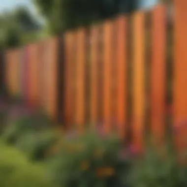 Vibrant colour fence panels in a garden setting