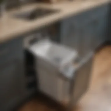 Compact Under Sink Trash Can in Cabinetry A compact under sink trash can fitting perfectly into cabinetry