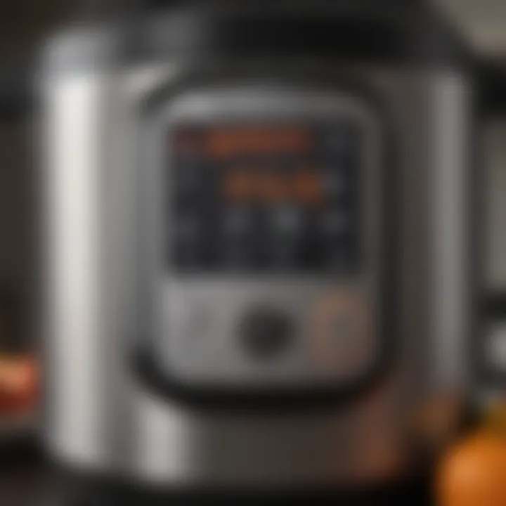 Close-up of the Instant Pot Duo Cooker controls and display