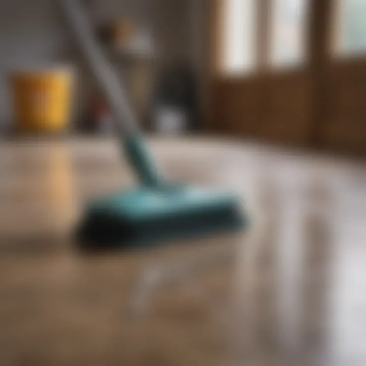 Various cleaning tools arranged neatly on a surface