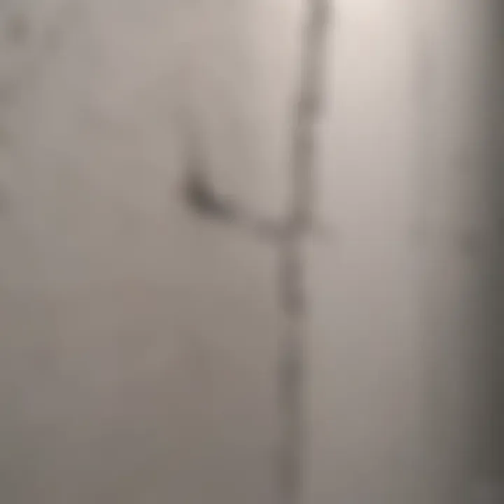 Close-up of a hairline crack in drywall