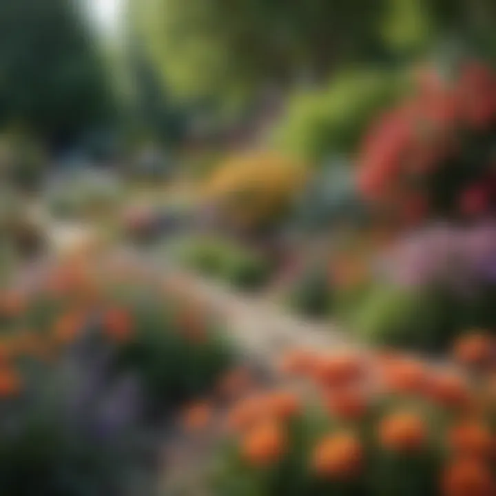 A serene ornamental flower garden filled with colorful blooms.