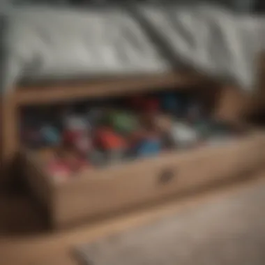 Organized toys neatly stored under a bed