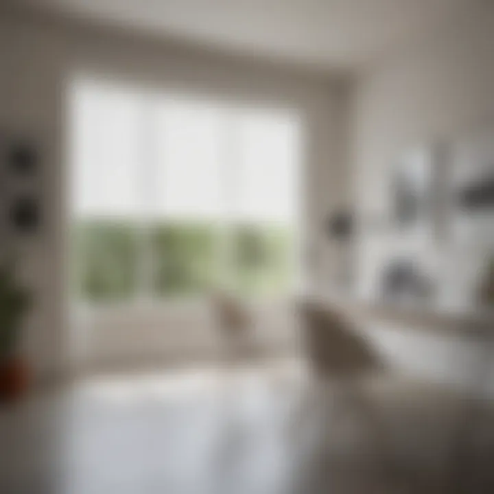 Stylish white roller blinds in a minimalist office setting