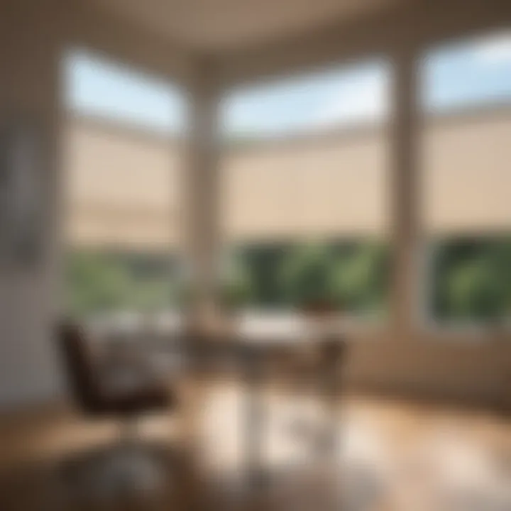 Modern roller blinds enhancing natural light in an office