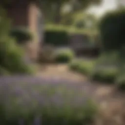 A well-maintained garden showcasing natural spider deterrents like lavender and mint.