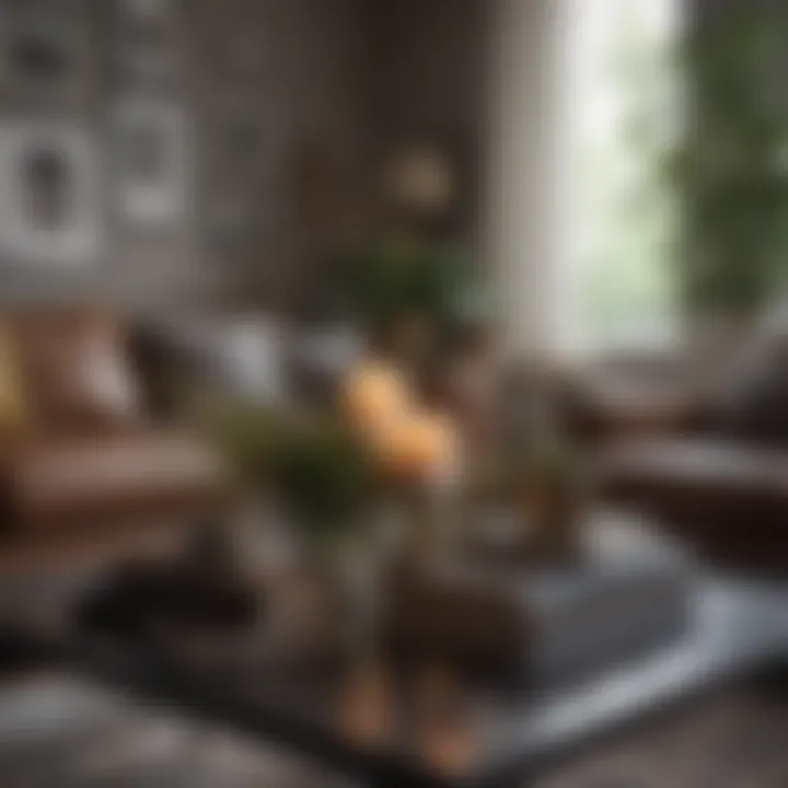 Eclectic arrangement of books, candles, and decorative objects on a stylish coffee table