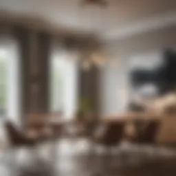 A beautifully lit modern dining room featuring elegant pendant lighting