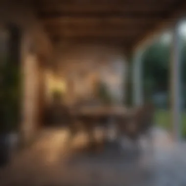 Stylish outdoor patio furnished with cottage pieces