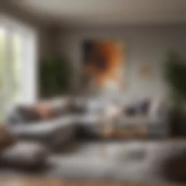 Cozy corner with a gray sectional couch and accent pillows
