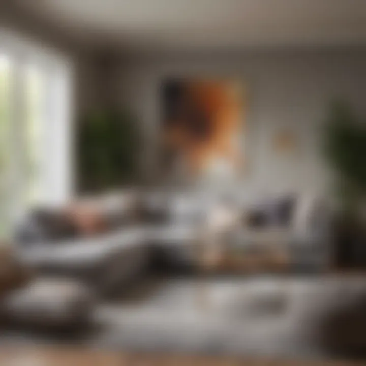 Cozy corner with a gray sectional couch and accent pillows