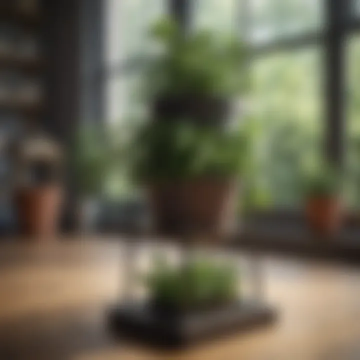 Natural materials used in constructing a herb garden plant stand