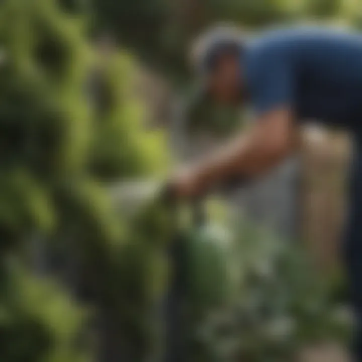 A step-by-step demonstration of applying protective coatings with a garden fence sprayer, emphasizing technique.