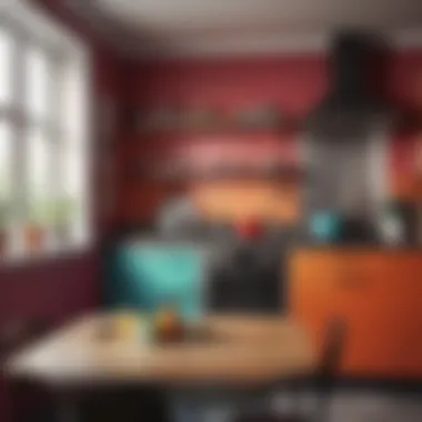 Vibrant Color Schemes for Small Spaces Colorful decor elements in a compact kitchen setting