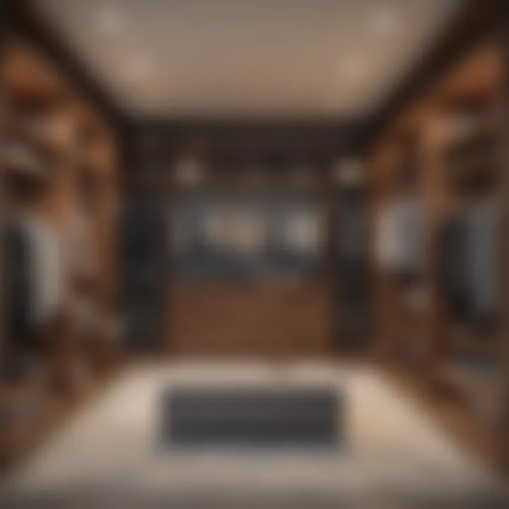 Innovative layout of a walk-in closet emphasizing optimal storage solutions.