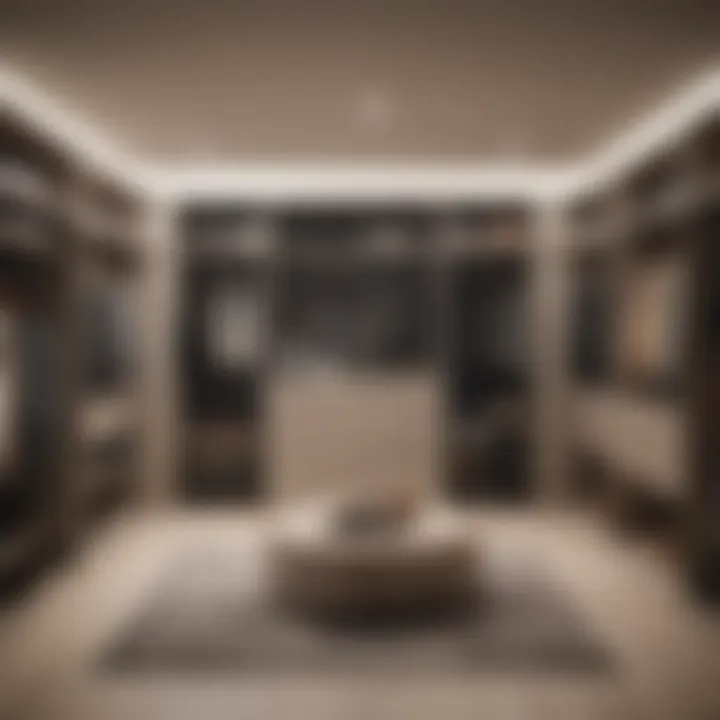 Personalized wardrobe design in a walk-in closet reflecting individual style.