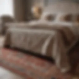 Elegant rug arrangement under a full-size bed showcasing harmony in design