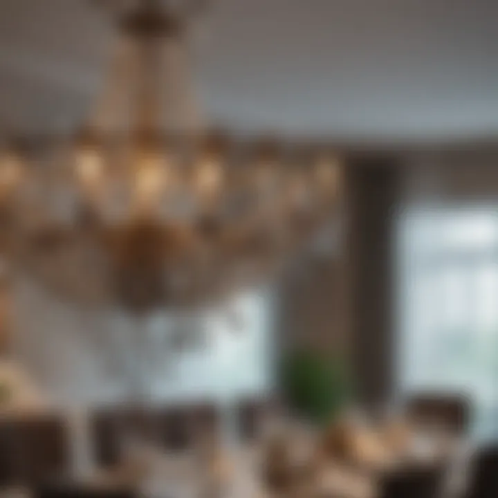 Close-up of chandelier design complementing dining room decor