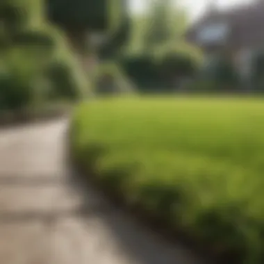 A lush green lawn with visible thatch buildup