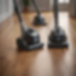 Modern duo vacuum cleaner in action on hardwood floor
