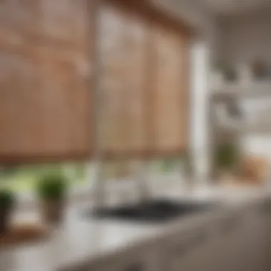 Wooden blinds complementing a bright kitchen